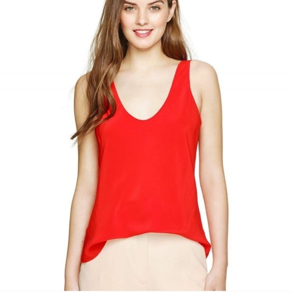 Aritzia T. Babaton 100% Silk Sleeveless U-Neck blouse Scarlet Red XS size - Picture 1 of 7